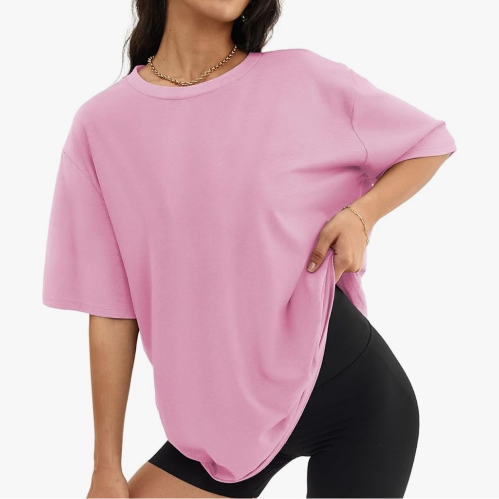 Women’s Pink T Shirt Short Sleeve Oversized Baby Pink New